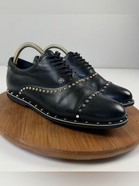 G/FORE Studded Bling Black Leather Golf Shoes